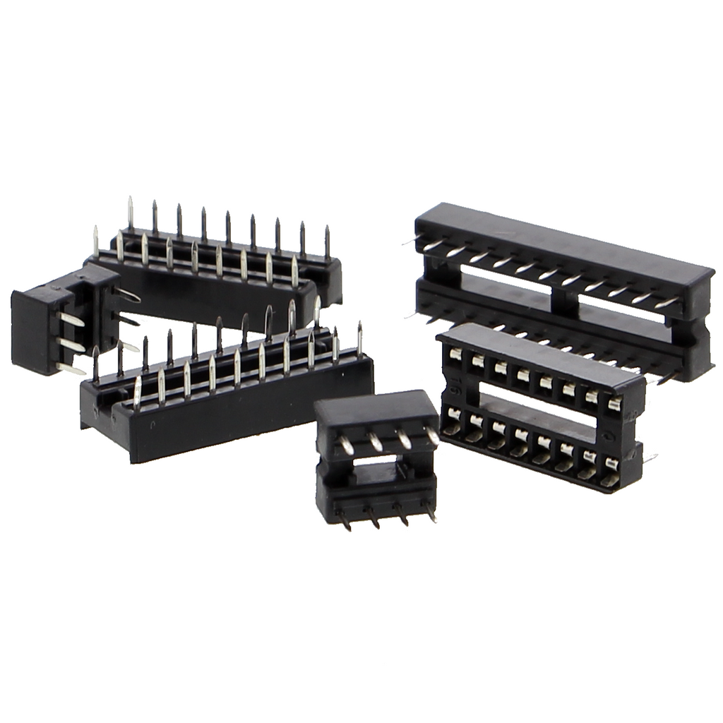 Master-IC-voet, DIP-voet met dubbele veercontacten - 6P tot 24P, rijafstand 7.62mm