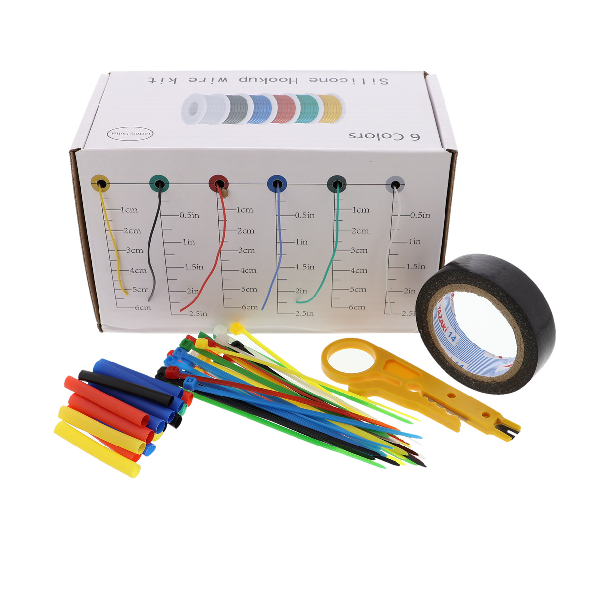Litzenkabel Spenderbox - verzinnter Kupferdraht, Silikon, 6 Farben à 4 m, 18-30 AWG
