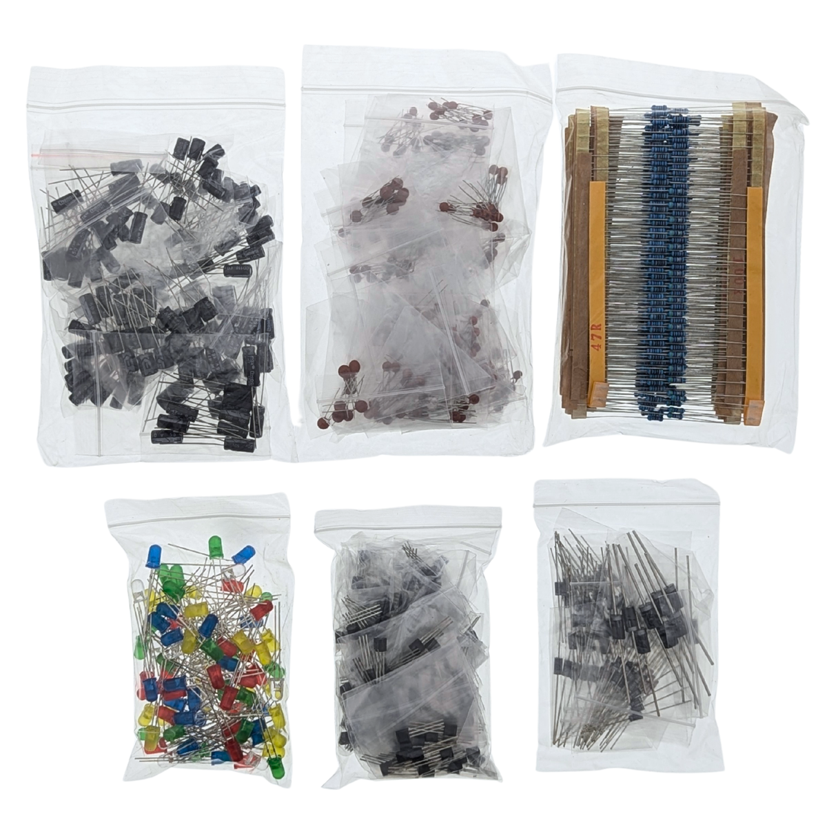 Set di componenti principale da 1390 pezzi - diodi, resistori, transistor e condensatori