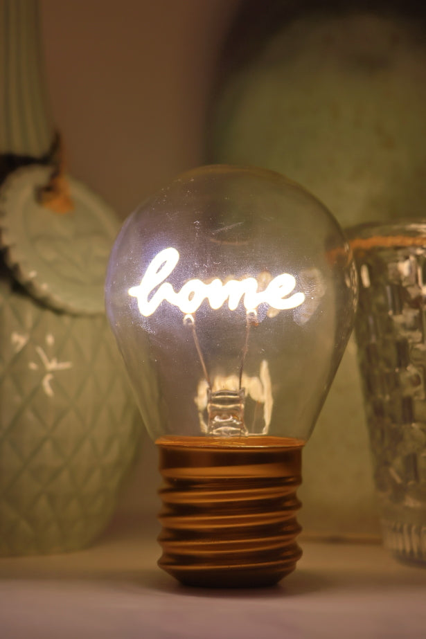 LED decorative lamp - glass bulb shape, USB battery, various designs