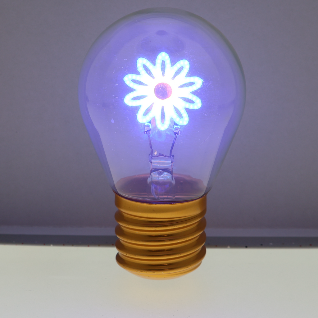 LED decorative lamp - glass bulb shape, USB battery, various designs