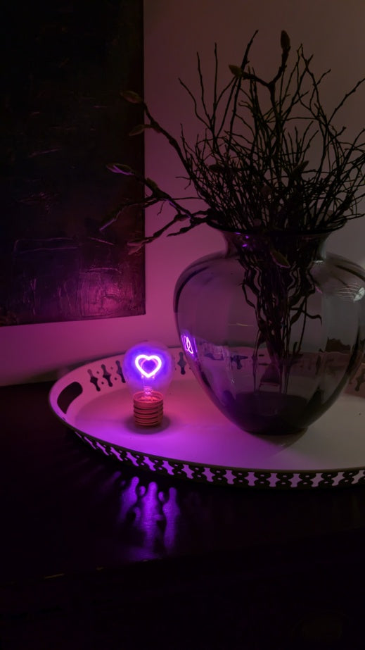 LED decorative lamp - glass bulb shape, USB battery, various designs