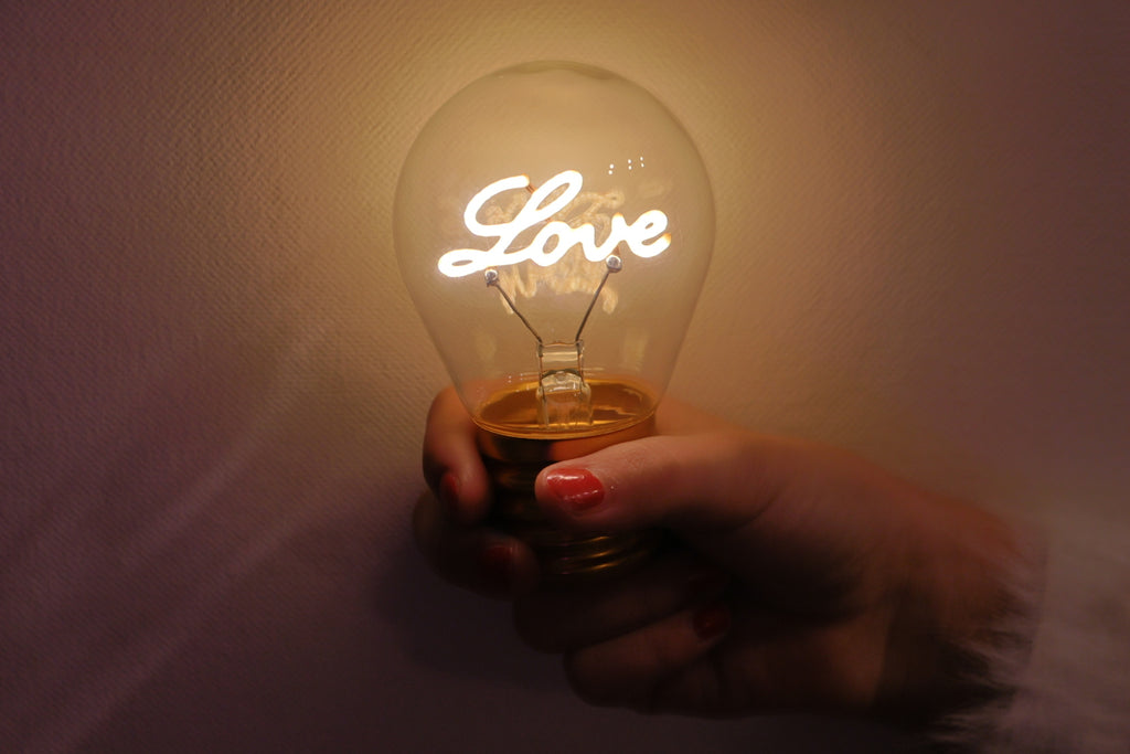 LED decorative lamp - glass bulb shape, USB battery, various designs