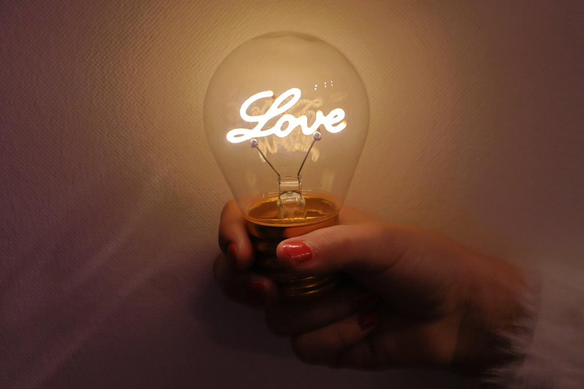 LED decorative lamp - glass bulb shape, USB battery, various designs