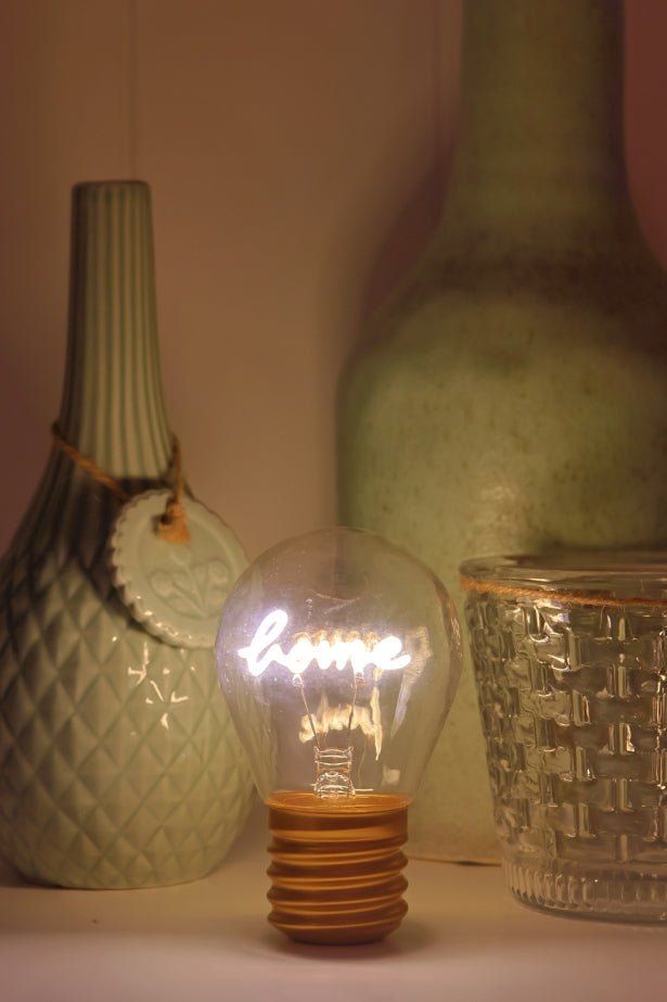 LED decorative lamp - glass bulb shape, USB battery, various designs