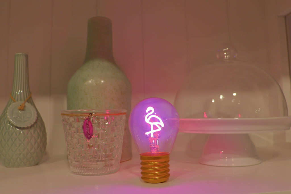 LED decorative lamp - glass bulb shape, USB battery, various designs