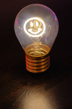 LED decorative lamp - glass bulb shape, USB battery, various designs