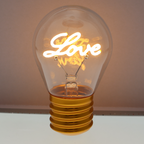 LED decorative lamp - glass bulb shape, USB battery, various designs