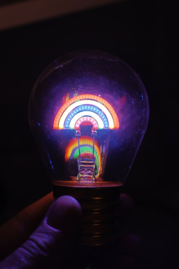 LED decorative lamp - glass bulb shape, USB battery, various designs