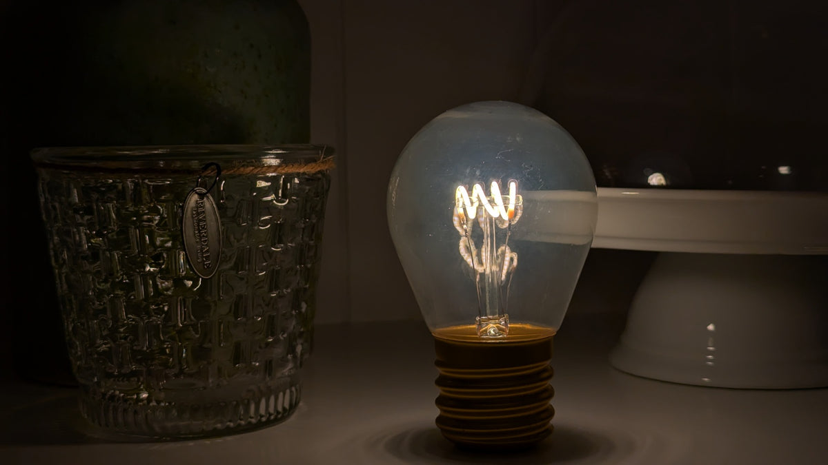LED decorative lamp - glass bulb shape, USB battery, various designs