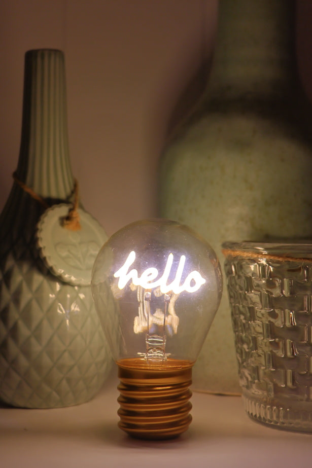LED decorative lamp - glass bulb shape, USB battery, various designs