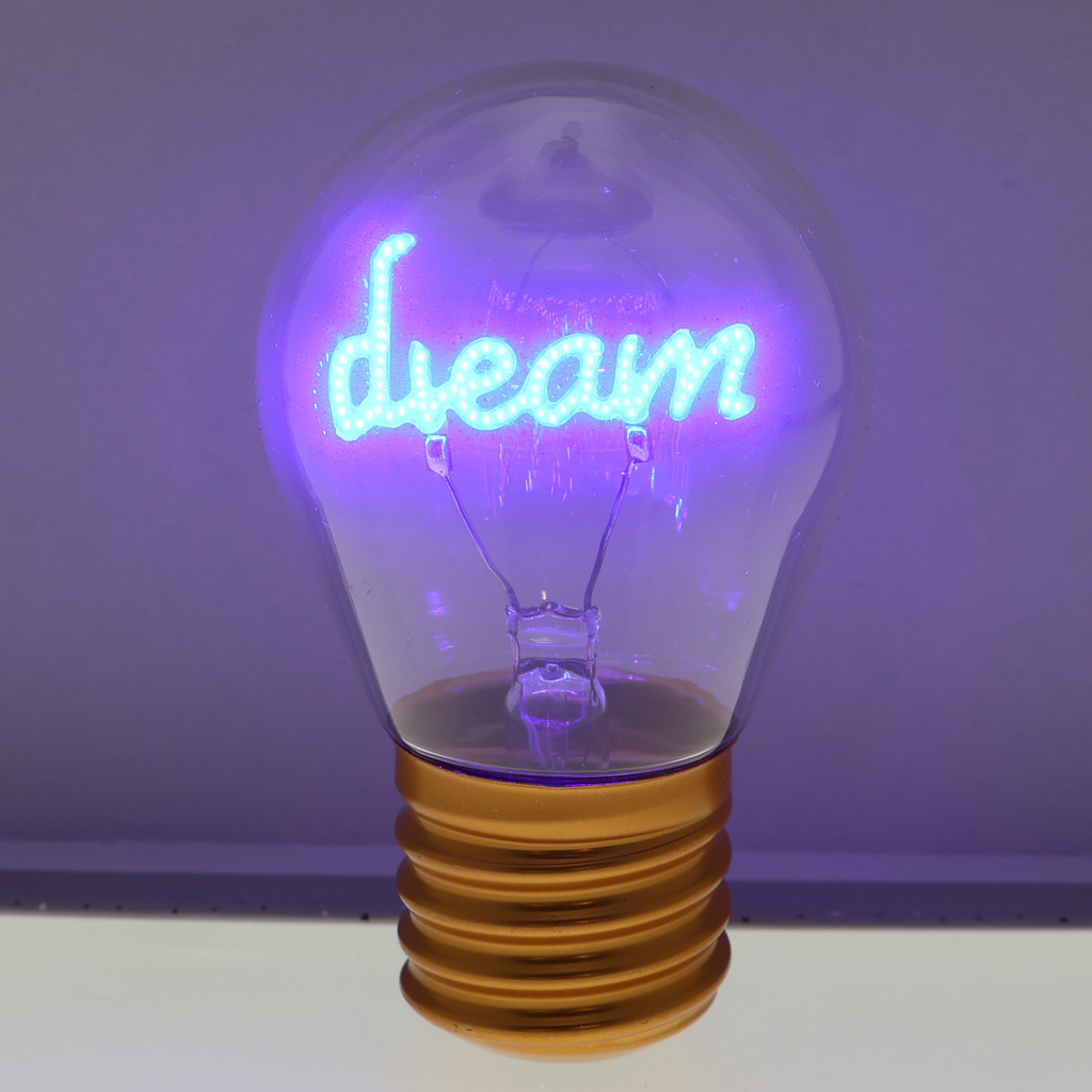 LED decorative lamp - glass bulb shape, USB battery, various designs