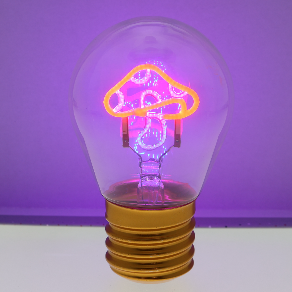 LED decorative lamp - glass bulb shape, USB battery, various designs