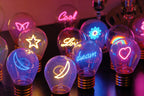 LED decorative lamp - glass bulb shape, USB battery, various designs