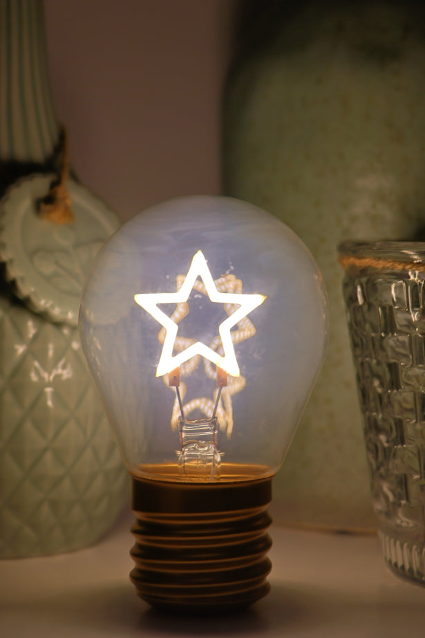 LED decorative lamp - glass bulb shape, USB battery, various designs