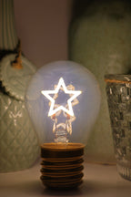 LED decorative lamp - glass bulb shape, USB battery, various designs