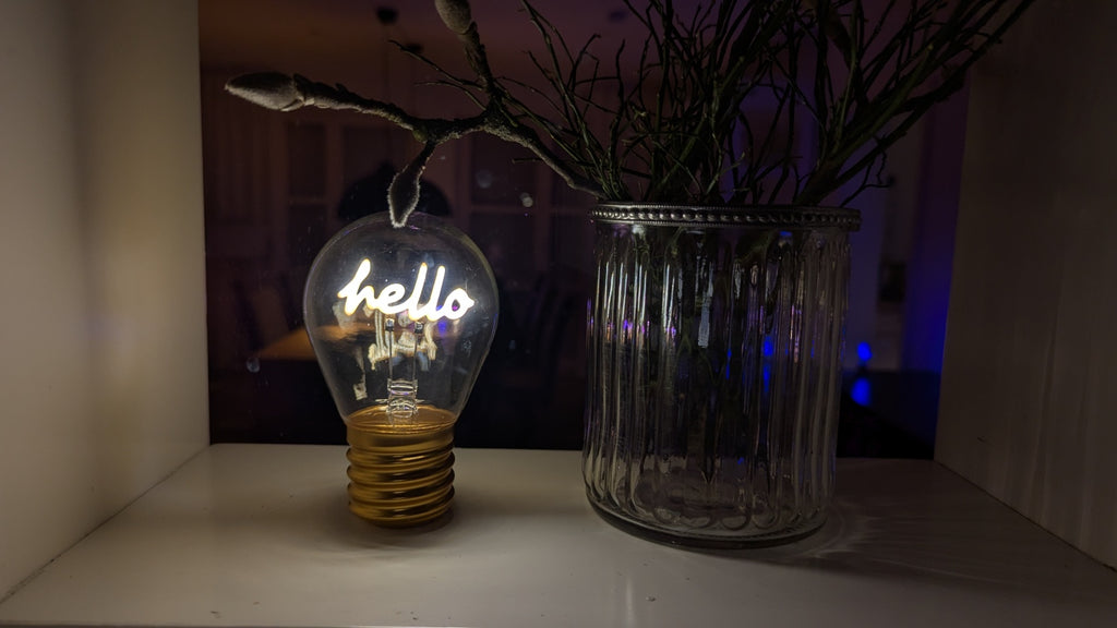 LED decorative lamp - glass bulb shape, USB battery, various designs