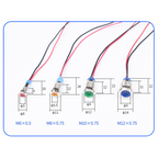 Master-LED in metalen fitting, vlak, controlelampje 12V, diverse formaten en kleuren