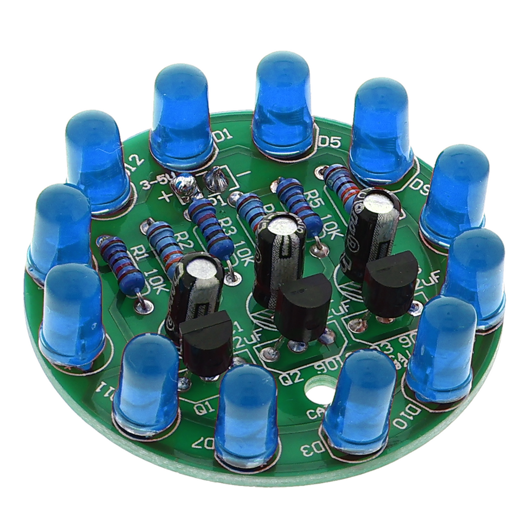 LED chaser soldering exercise - kit, various colors