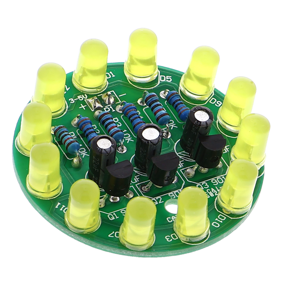 LED chaser soldering exercise - kit, various colors