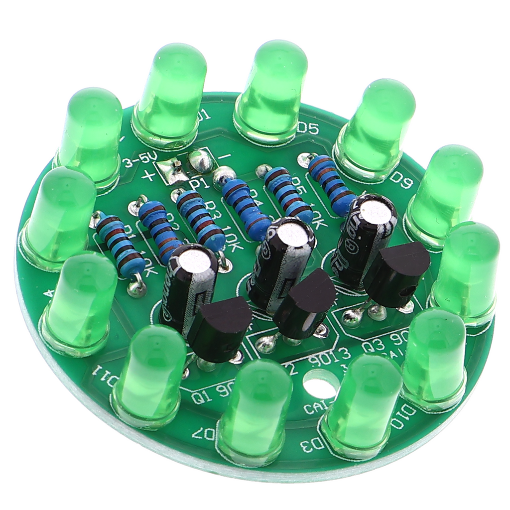 LED chaser soldering exercise - kit, various colors