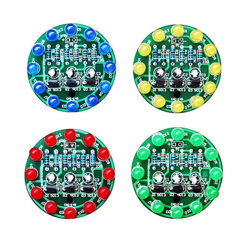 LED chaser soldering exercise - kit, various colors