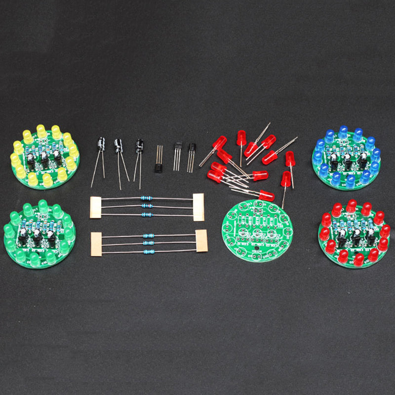 LED chaser soldering exercise - kit, various colors