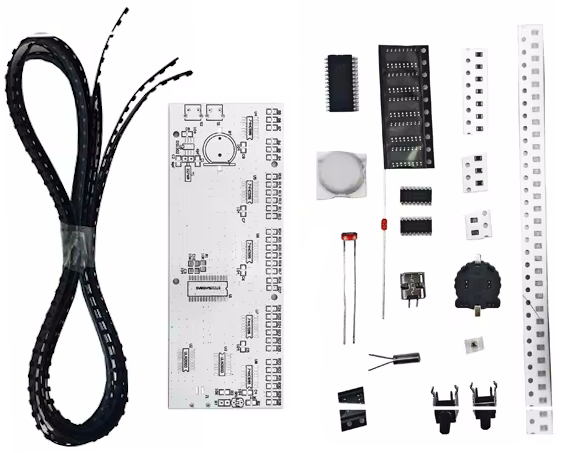 SMD LED dot-matrix soldering practice kit - clock with temperature display, various colors