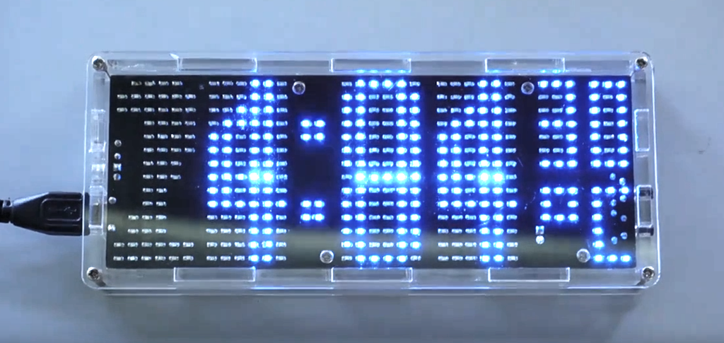 SMD LED dot-matrix soldering practice kit - clock with temperature display, various colors