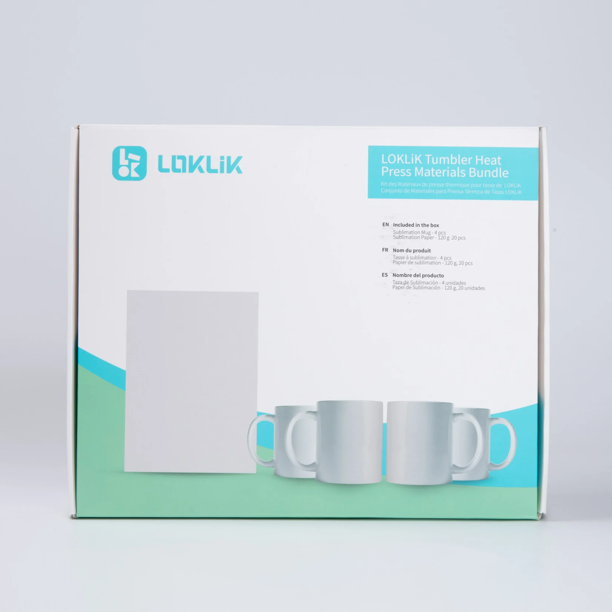 LOKLiK Starter Pack für Auto Tumbler Heat Press - 4 Tassen, 20 Blatt Sublimationspapier