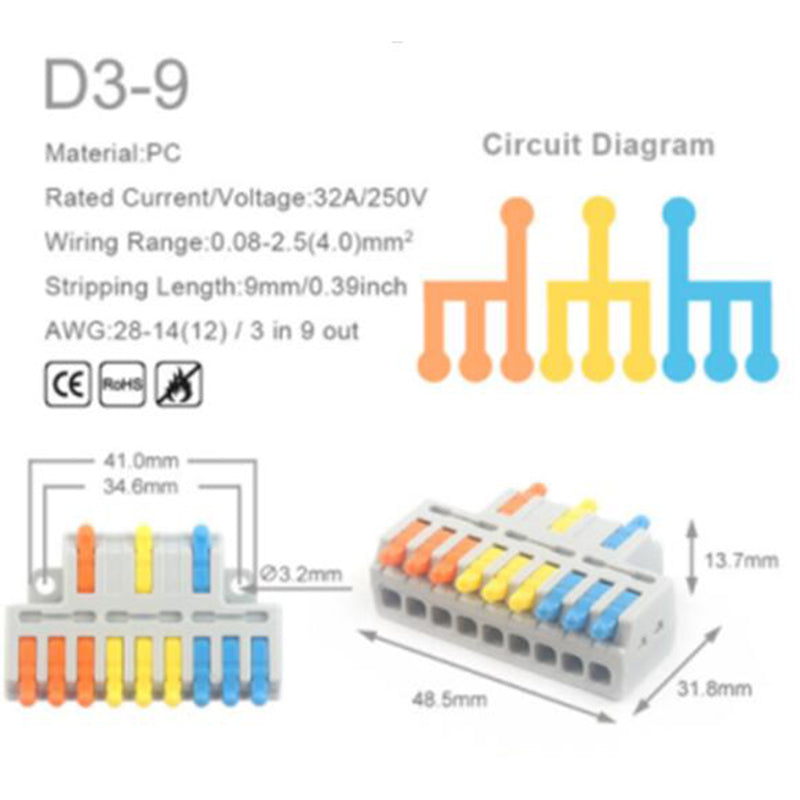 Master-mini-verbindingsklem, 5 stuks, 32A/250V - D1 / D2 / D3