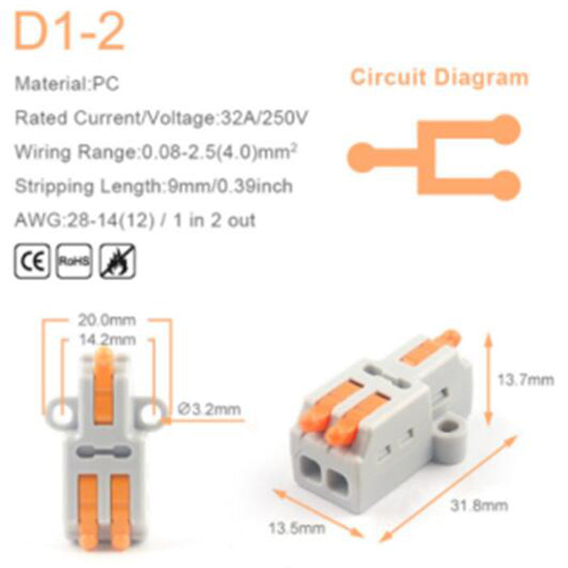 Master-mini-verbindingsklem, 5 stuks, 32A/250V - D1 / D2 / D3