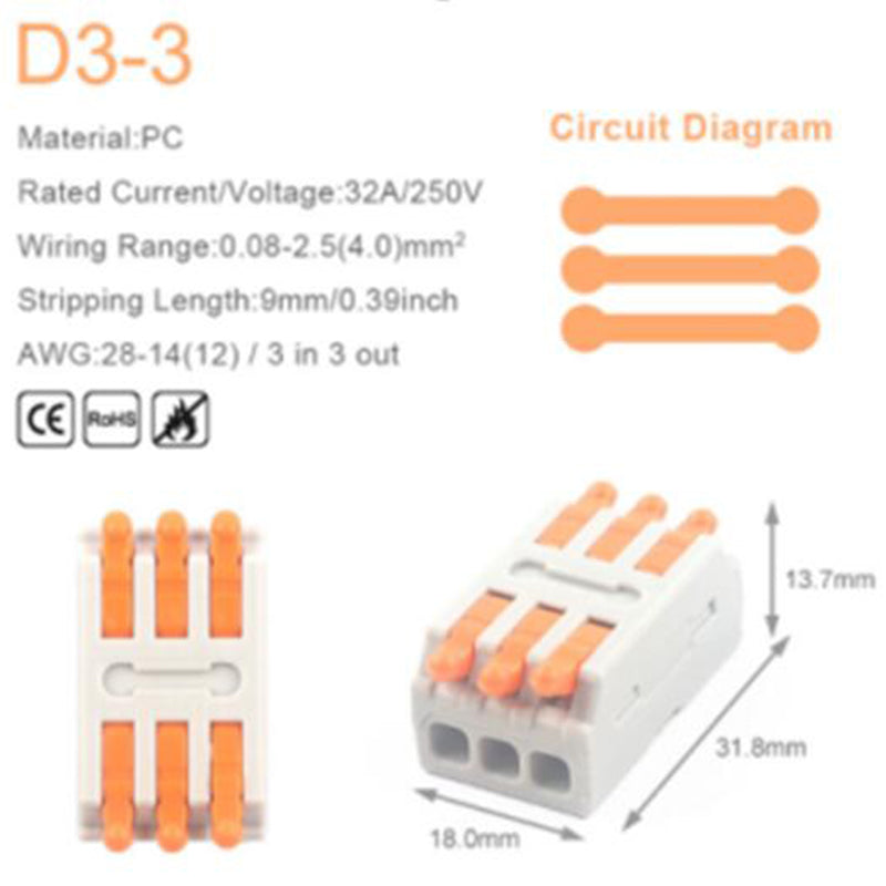 Master-mini-verbindingsklem, 5 stuks, 32A/250V - D1 / D2 / D3