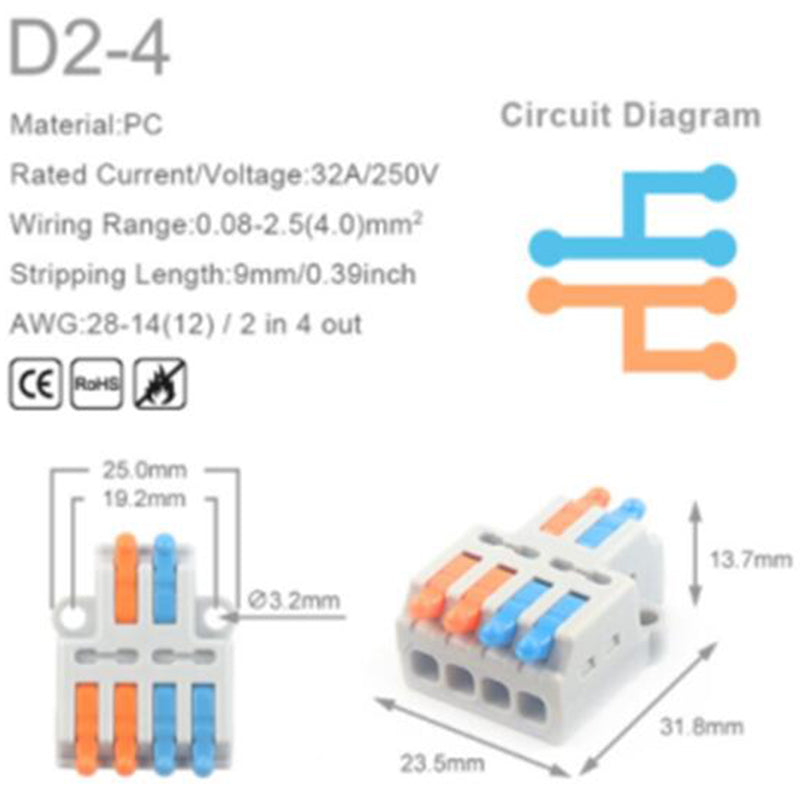 Master-mini-verbindingsklem, 5 stuks, 32A/250V - D1 / D2 / D3