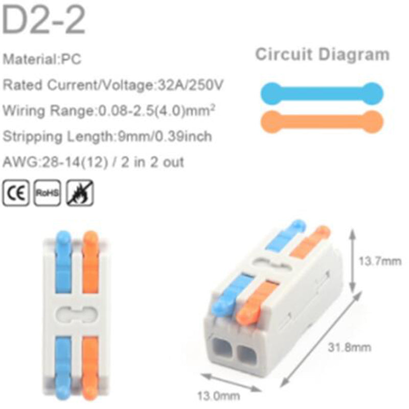 Master-mini-verbindingsklem, 5 stuks, 32A/250V - D1 / D2 / D3