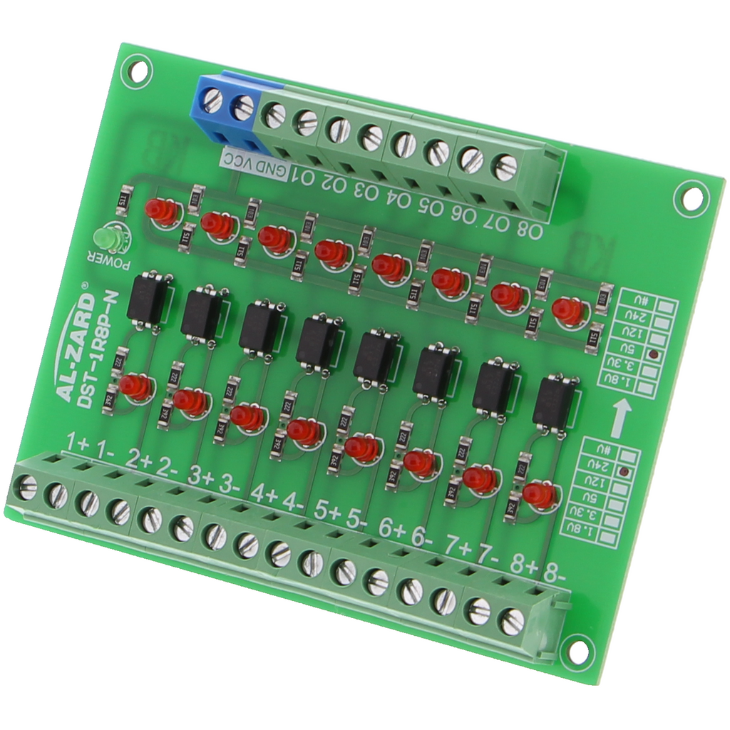 Modulo optoisolatore DST-1R8P-N - 8 canali NPN, 500 mA, 2 varianti di tensione