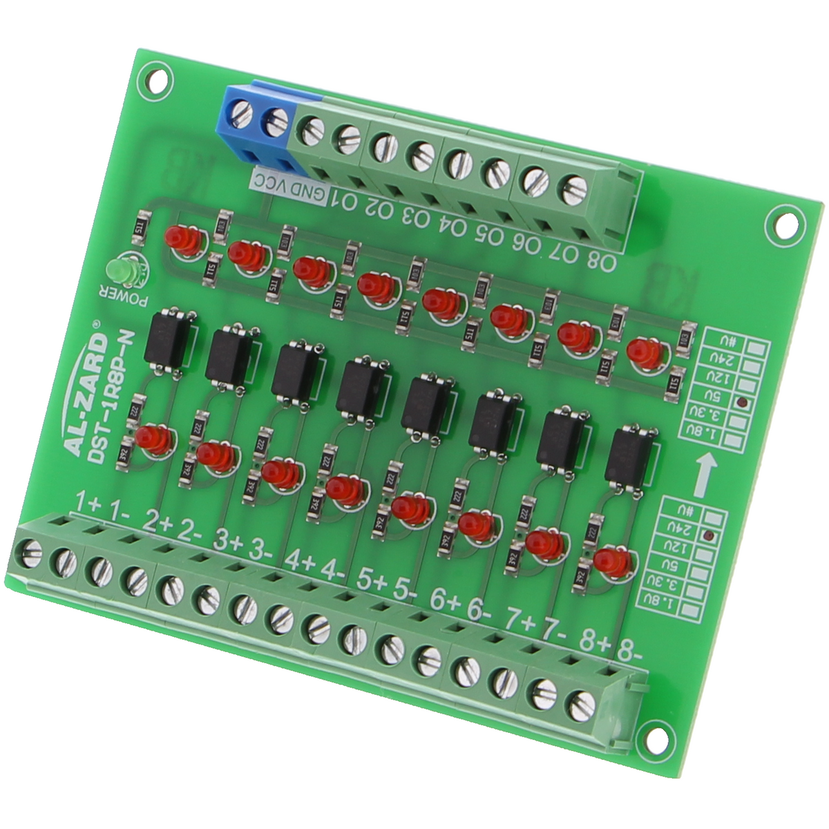 DST-1R8P-N Optokoppler Modul - 8-Kanal NPN, 500 mA, 2 Spannungsvarianten