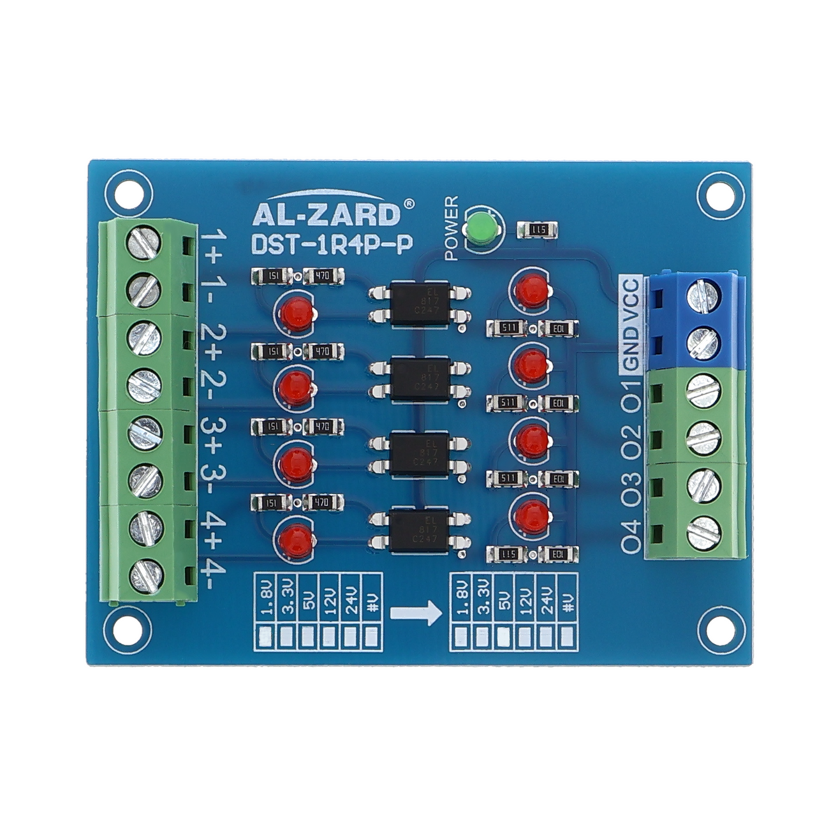 DST-1R4P-P Optokoppler Modul - 4 Kanal, PNP, verschiedene Spannungsvarianten