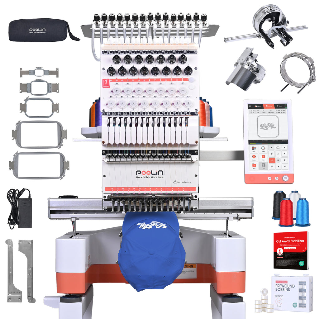 PooLin Multi-Needle Embroidery Machine - 24 x 36 cm Embroidery Area, Various Versions