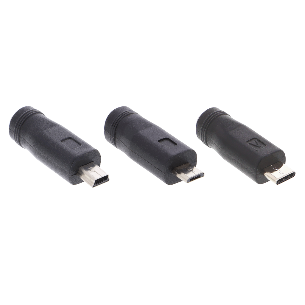 Spannungsadapter Hohlbuchse 5,5 x 2,1 mm - auf USB, 5 V, verschiedene Steckertypen