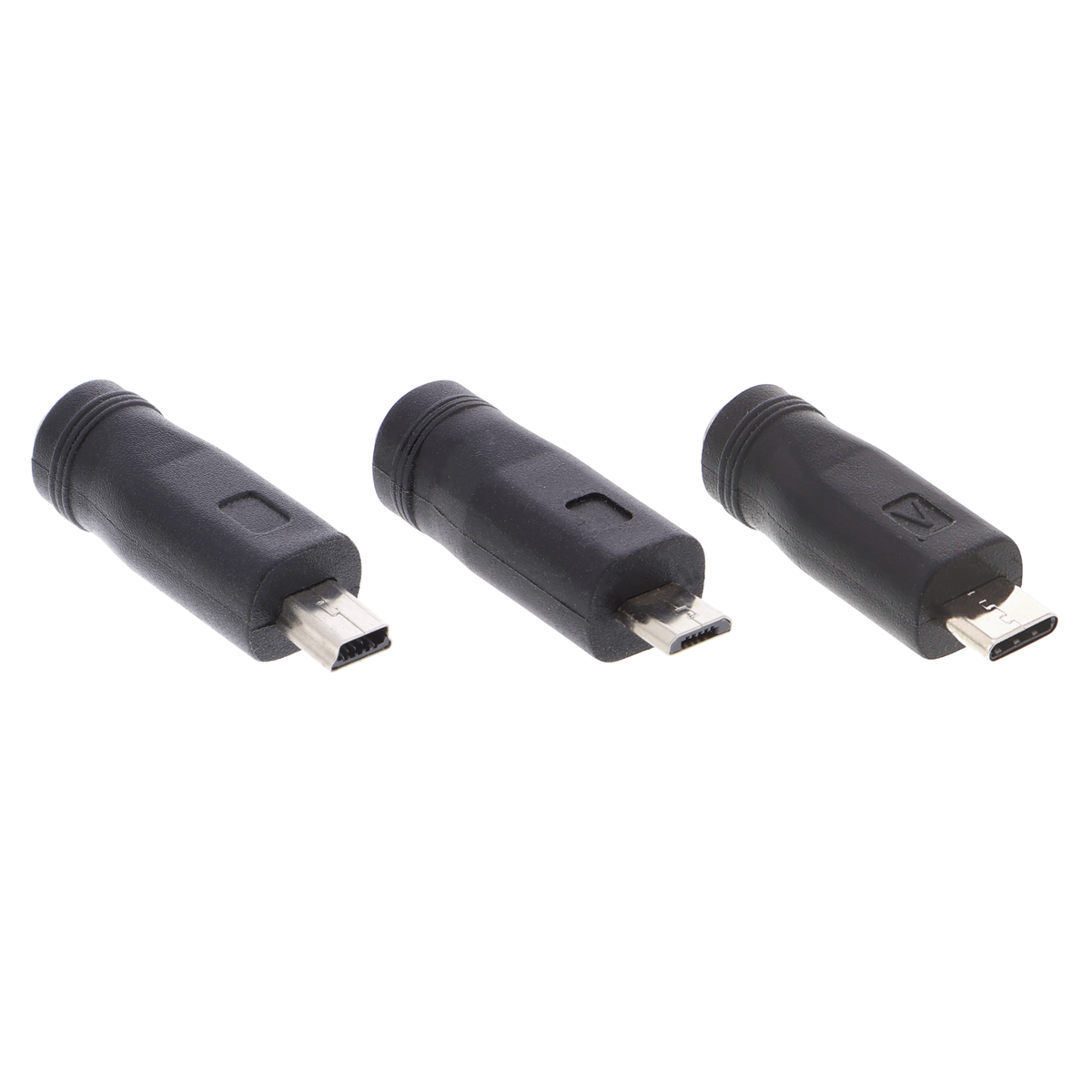 Barrel Jack Power Adapter 5.5 x 2.1 mm - to USB, 5 V, Various Plug Types