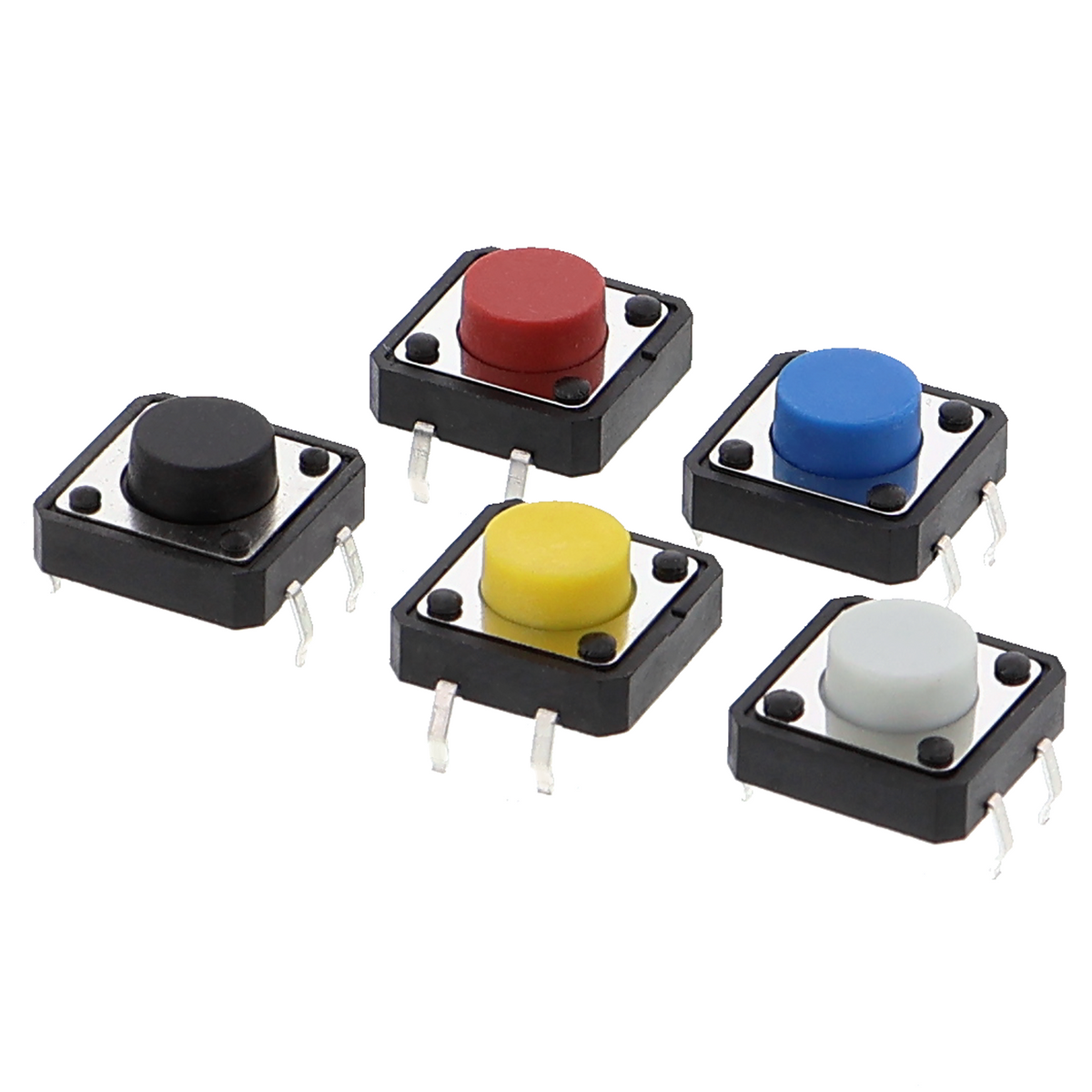 Drucktaster 12 x 12 mm - farbiger Knopf, 24 V / 50 mA, verschiedene Farben