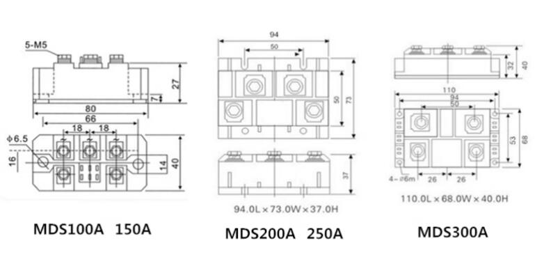 Rectificador de puente trifásico MDS100A-16 100A 1600V