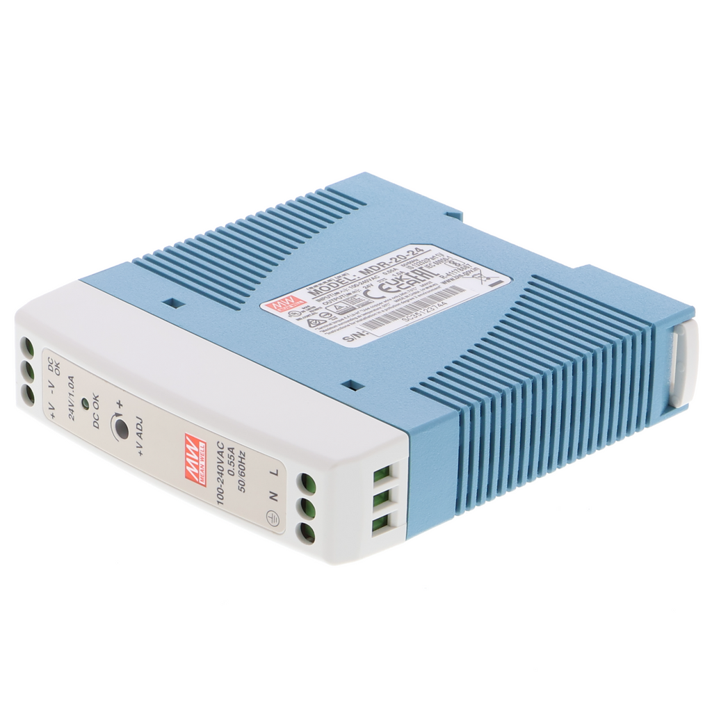 Fuente de alimentación conmutada MEAN WELL para carril DIN, MDR-20-5, 5V, 3A