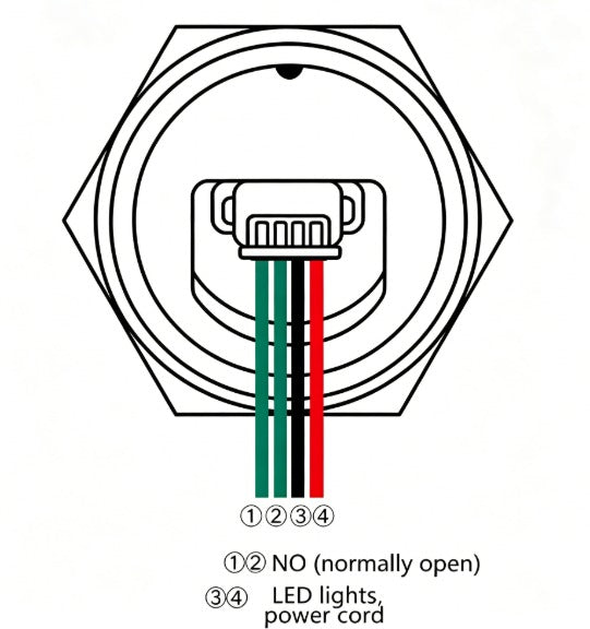 Metalltaster 22 mm - LED weiß, 12-24 V, wasserdicht