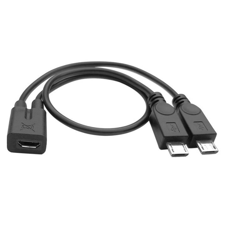 Micro-USB splitter - 1 input to 2 outputs, power and data