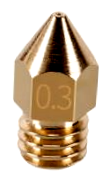 Boquilla de extrusor MK8 M6 de 0,3mm para filamento de 1,75mm - ANET Creality