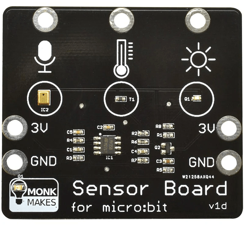 MonkMakes Sensorplatine für micro:bit - Licht, Temperatur, Lautstärke - F23110332 - Funduino