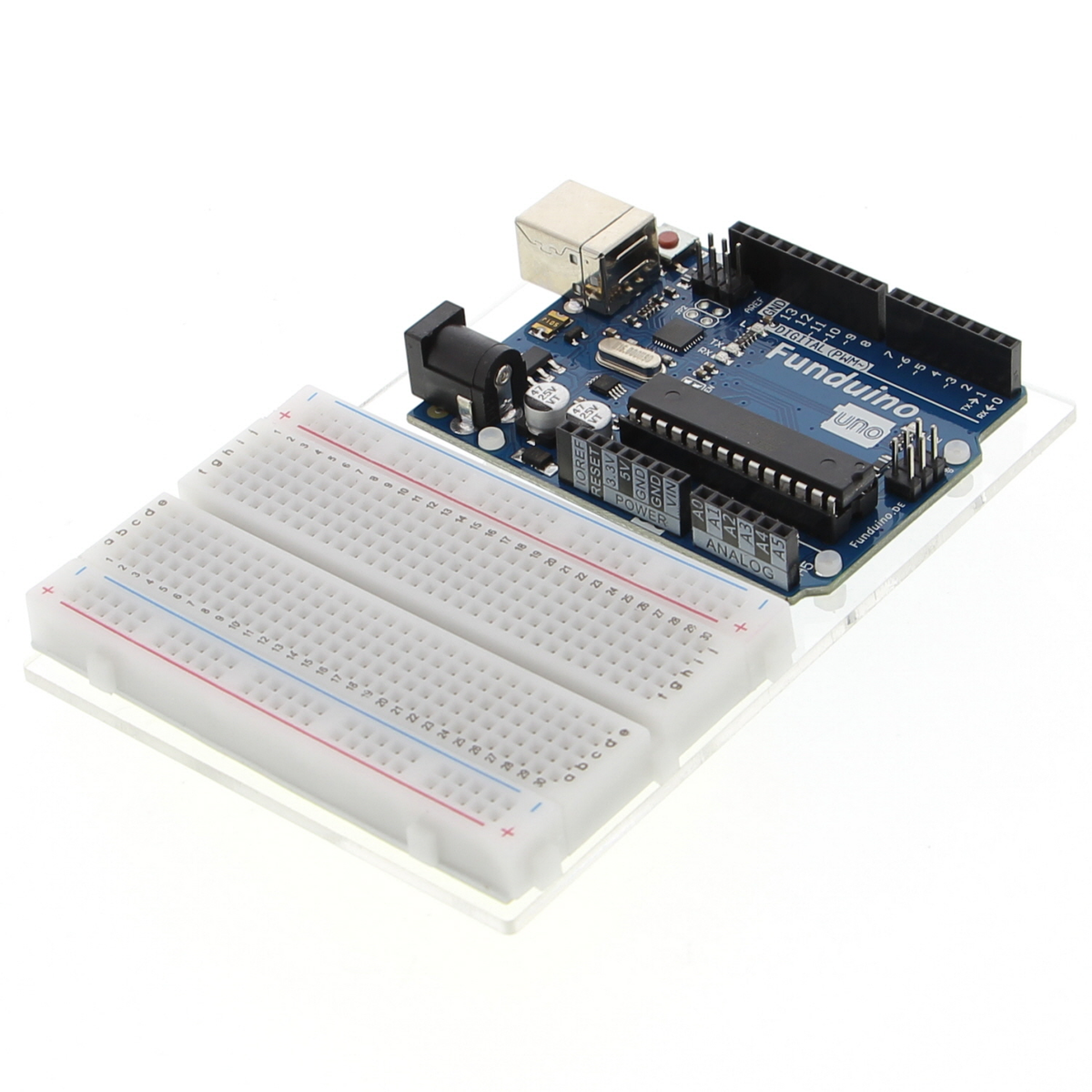 Mounting plate with breadboard - plastic, for Arduino UNO