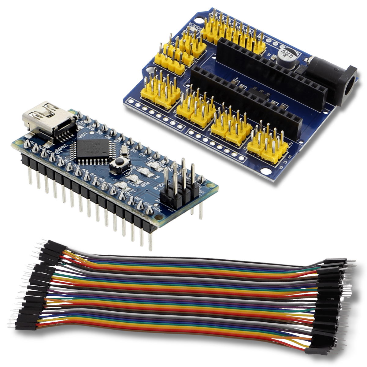 NANO R3 (CH340), placa de expansión NANO R3 y 40 cables M/M